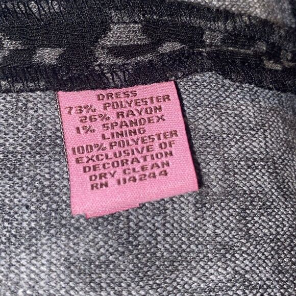 Eliza J Wm’s Sz 14W Black Gray Cheetah Print Textured Knit Zipper Sheath Dress - Picture 7 of 7